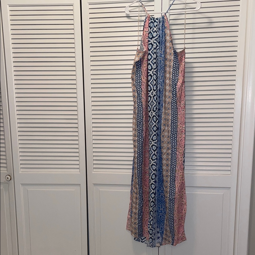NWT! Now N Forever Backless Maxi Dress in Blue and Pink, 1X